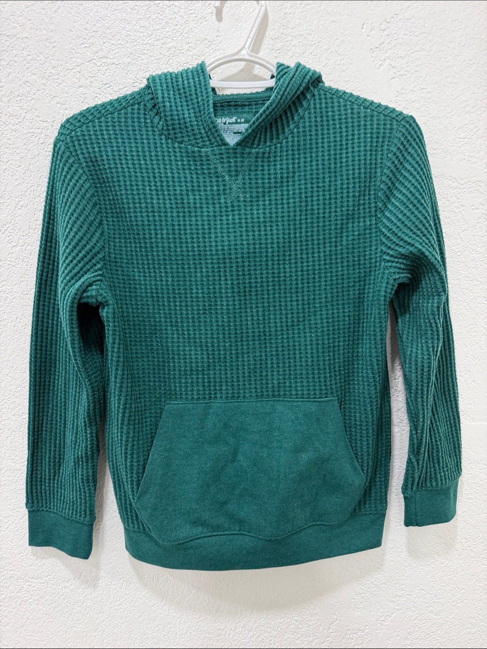 Cat & Jack Kid’s Teal Green Waffle-Knit Lightweight Hoodie Sz Medium NWOT